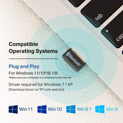 Vista 5 de TP-Link Adaptador USB Bluetooth para PC, receptor Dongle Bluetooth 4.0, Plug & Play, tamaño nano, tecnología EDR y A2DP, compatible con Windows