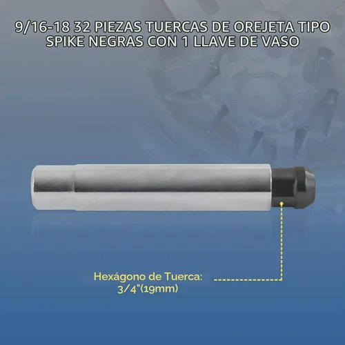 Vista 3 de JDMSPEED Nuevas 32 piezas de tuercas de pico negras sólidas 9/16-18 de repuesto para Dodge Ram 2500 3500 Ford F250 F350 Negro