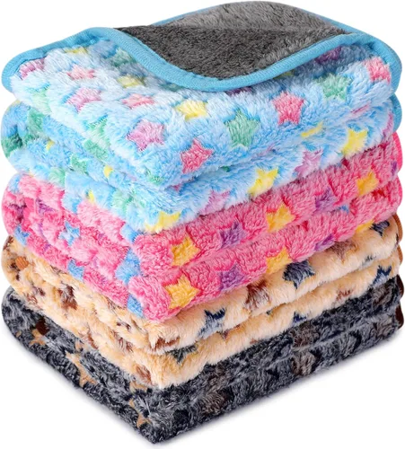Vista 10 de Reginary - 4 mantas de forro polar de conejillo de indias, adorable pata Revestimientos impermeables y lavables, ropa de cama absorbente de doble