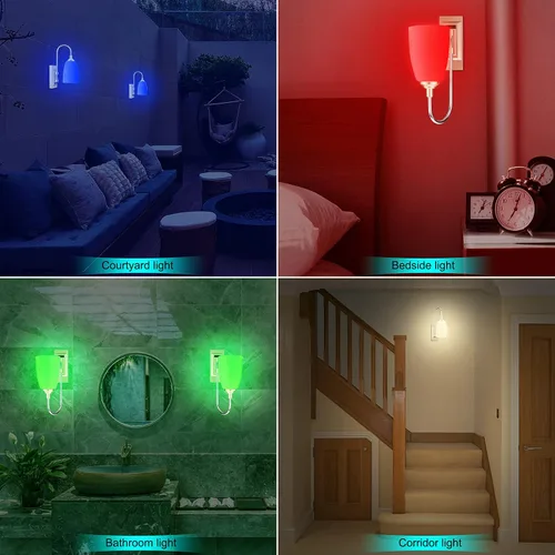 Vista 4 de HONWELL Lámpara de pared inalámbrica LED para interiores, 2 unidades, 2 unidades, control remoto, multicolor, lámpara de pared para iluminación