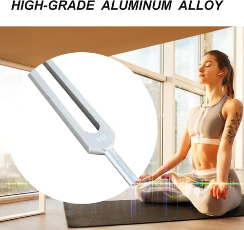 Vista 2 de MIMIRACLE Juego de diapasón de 432 Hz con elegante resonador de madera, ideal para meditación y relajación