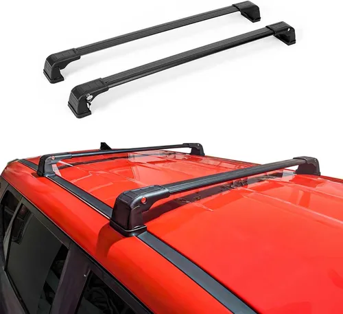Vista 2 de OMAC Barras transversales de techo para Mazda CX-5 2013-2016 bloqueable 165 libras aluminio negro 2 piezas se adapta a soportes de carga Fixpoints