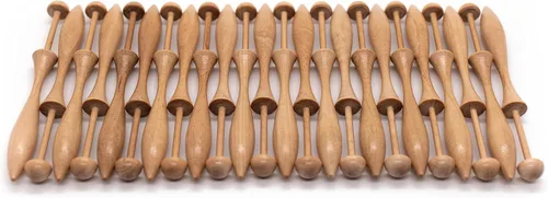 Vista 8 de Bobbin Kit de fabricación de encaje con almohada. Tabla de encaje redonda de 23 pulgadas x 2 pulgadas, 24 bobinas danesas para encajar, patrones