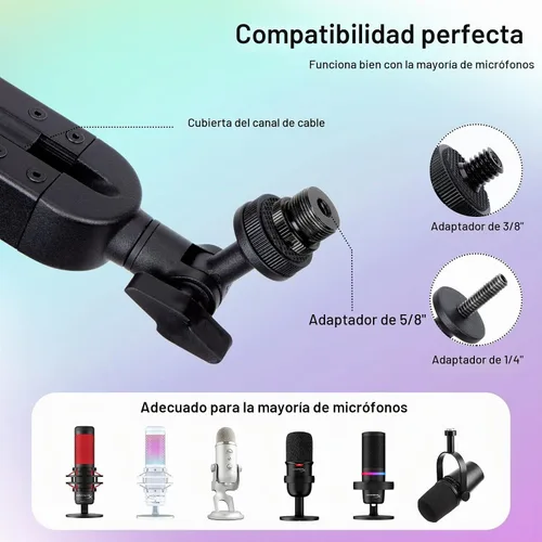 Vista 3 de Blue Yeti - Brazo Boom con tubo de extensión, brazo de micrófono compatible con Blue Yeti, soporte de micrófono de altura ajustable para HyperX