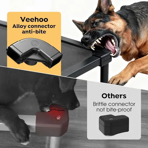 Vista 2 de Veehoo Cama elevada para perros a prueba de masticaciones, catre elevado duradero para mascotas con tapete impermeable relleno de algodón de Gris