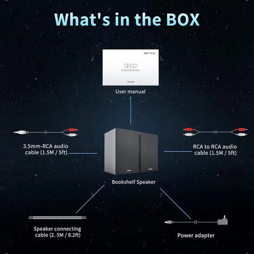 Vista 7 de BESTISAN Altavoces de estantería alimentados de 4 pulgadas con graves profundos, altavoces de monitor de estudio Bluetooth 5.0, altavoces de audio