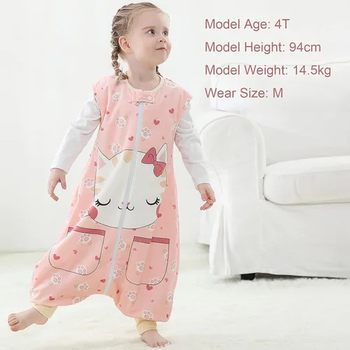 Vista 7 de MICHLEY Manta unisex para bebé, saco de dormir sin mangas con pies, gato, 1-3T