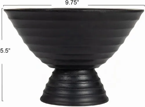 Vista 7 de Creative Co-Op - Tazón de servir con pedestal de madera estilo bohemio, acabado negro