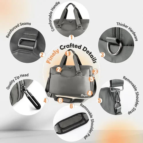 Vista 5 de Gryme Pequeña bolsa de gimnasio con compartimento para zapatos y bolsillo húmedo, mini bolsa de lona de 15 pulgadas para hombres y mujeres, pequeña