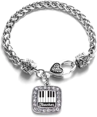 Vista 170 de Pulsera de dijes cuadrados de plata con joyería de circonita cúbica