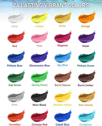 Vista 5 de Nicpro Juego de pintura acrílica grande de 24 colores (16.9 onzas), ricos pigmentos no tóxicos, suministros de pintura a granel para artistas