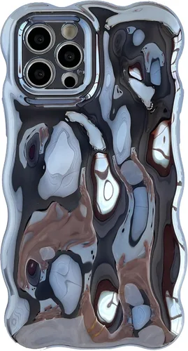 Vista 8 de Caseative Patrón de ondas onduladas de agua, color caramelo, suave, compatible con iPhone (azul, iPhone 12 Pro)