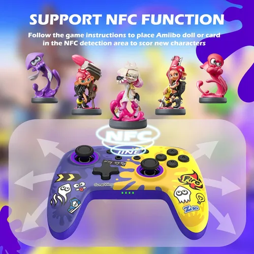 Vista 3 de IINE Wireless Game controller Amiibo for Nintendo Switch, Graffiti Gamepad Compatible with SwitchOled, Wake Up, Vibration and TURBO Function