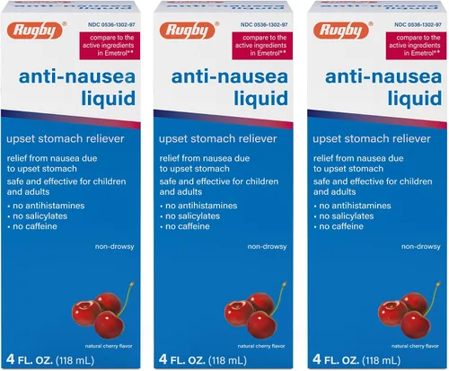 Vista 8 de Rugby - Líquido antináuseas, alivio del malestar estomacal para adultos y niños, sabor a cereza natural, 4 onzas líquidas (paquete de 1)