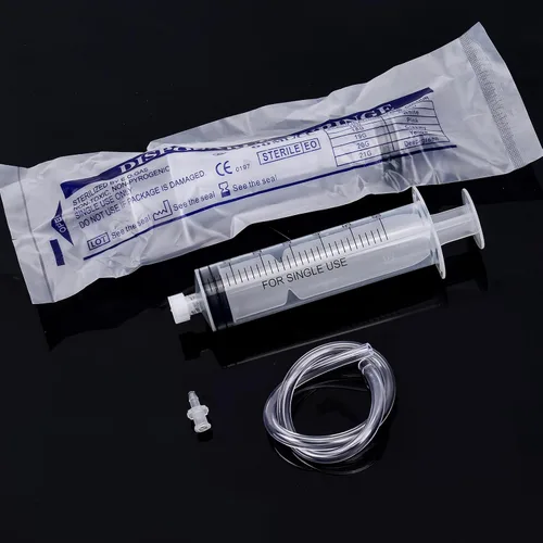 Vista 5 de 2 jeringas de plástico de 2 fl oz con 2 tubos de 13 pulgadas y conexiones Luer