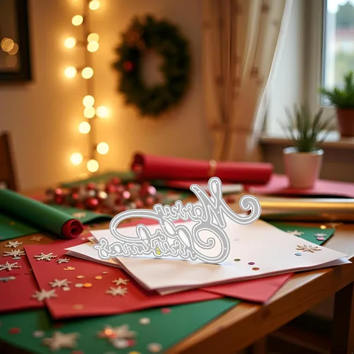 Vista 5 de Troqueles de corte de Navidad para hacer tarjetas, troqueles de corte de metal de Feliz Navidad, plantillas de corte para álbumes de recortes, álbum