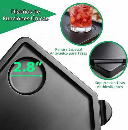 Vista 5 de Smatdecis Bandeja de brazo para sofá, mesa de clip para brazos, mesa de bandeja para reposabrazos adecuada para bebidas caseras, comida rápida Negro