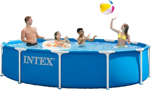 Vista 11 de Intex 28200EH - Piscina redonda de 10 pies x 30 pulgadas para 4 personas, marco de metal para exteriores, sobre el suelo, con fácil instalación