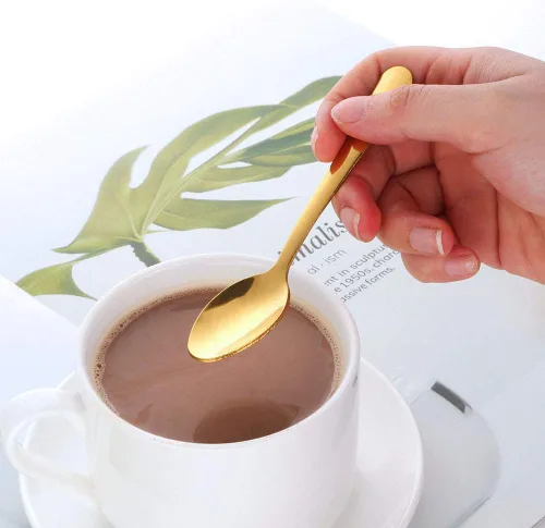 Vista 3 de Juego de 12 cucharas de café, mini cucharas de café, cucharas de café expreso de acero inoxidable, cucharas pequeñas para postre, té, aperitivo, 4.5