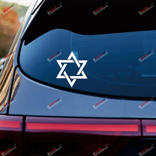 Vista 2 de 2 calcomanías blancas de 4 pulgadas, diseño de estrella de David Magen David, vinilo para coche, Israel, judío, judío