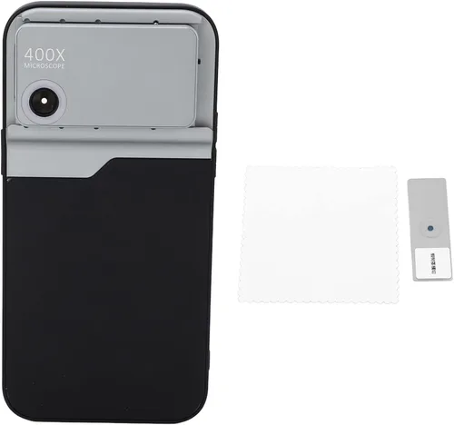 Vista 7 de Microscopio de teléfono 400X, microscopio 400X con luz LED y clip universal para teléfono para iOS 14 Pro, enfoque rápido, microworld para niños