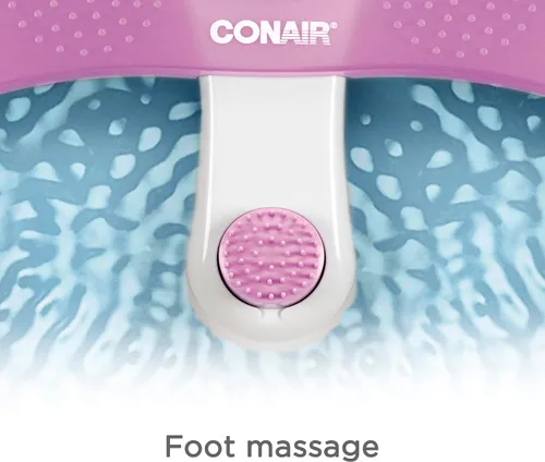 Vista 5 de Conair Baño relajante de pedicura para pies con masaje relajante de vibración, masajeador de pies relajante para lavabo profundo con chorros, Rosa
