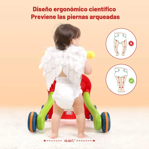 Vista 2 de CUTE STONE - Andador de aprendizaje de sentarse a pararse, andador para bebé 2 en 1, centro de actividades educativas tempranas para niños, panel