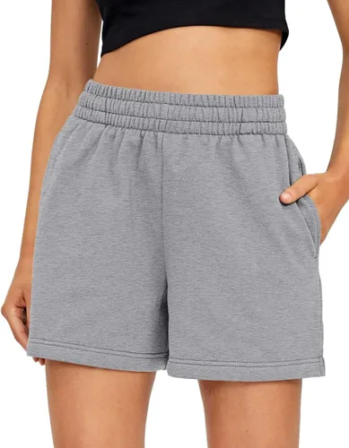 Vista 94 de AUTOMET Pantalones cortos deportivos para mujer, estilo casual, con cordón, cómodos, elásticos, de cintura alta, con bolsillos