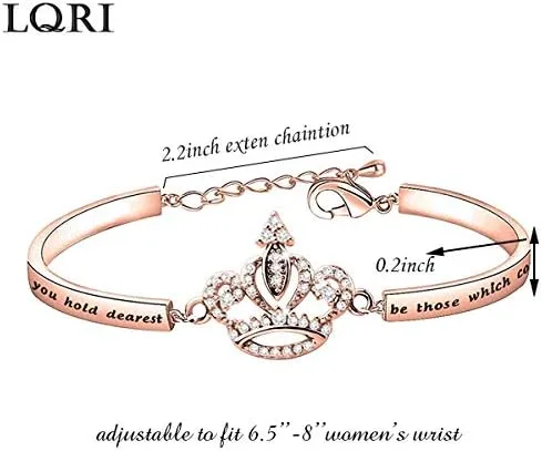 Vista 7 de LQRI Regalo de quinceañera Sweet 15 Gift Princess Crown Bracelet May the Dreams You Hold Dearest Be Those 15th Birthday Gift