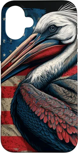 Vista 23 de Funda para iPhone 16 Pelican Bird Patriotic Vintage American Flag Pelícano