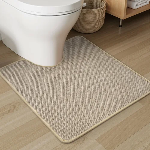 Vista 11 de PADOOR Alfombra de baño antideslizante con parte trasera de goma, trenzada absorbente, lavable a máquina, fina alfombra para suelo de baño, de Beige