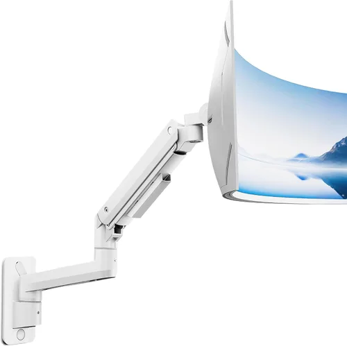 Vista 9 de monTEK Brazo de monitor de montaje en pared ultra ancho para pantallas de 17 a 49 pulgadas, soporte de monitor individual resistente de hasta 44