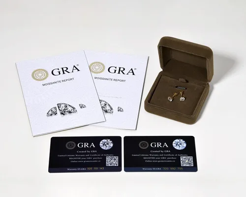 Vista 7 de Aretes solitarios de oro real de 10 quilates con diamantes de moissanita auténtica, redondos, brillantes, para mujeres y hombres, con cierres