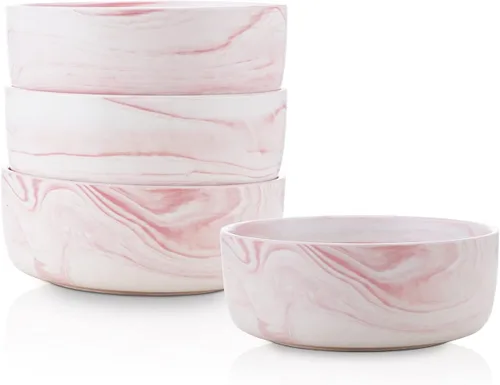 Vista 11 de Stone lain Brighton - Cuencos de porcelana marmolada, blanco mate y gris, 4 cuencos
