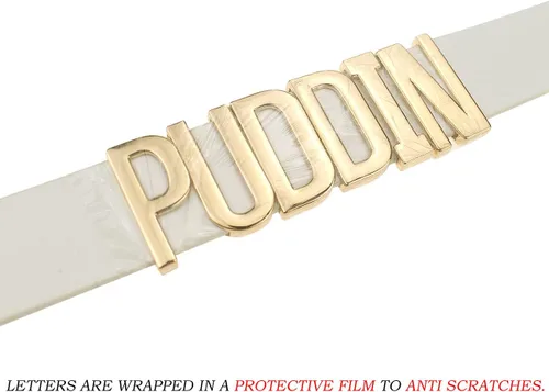 Vista 4 de Coolcoco Collar de gargantilla de Puddin dorado ajustable con letra blanca para cosplay (aproximadamente 1.2 pulgadas de ancho)
