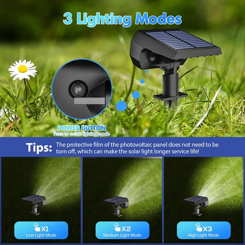 Vista 4 de NYMPHY Luces solares para exteriores, impermeables, IP68, 56 LED, 3 modos de iluminación, funciona con energía solar, luces solares para paisaje
