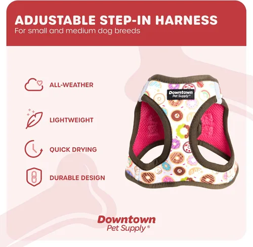Vista 225 de Downtown Pet Supply Arnés para perro Step-in – Sin tirones, malla acolchada ajustable con ribete reflectante, correa de hebilla segura – Arnés