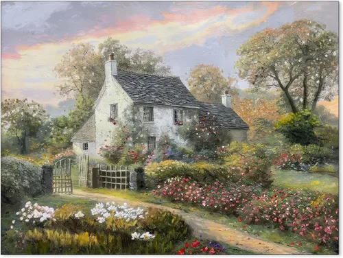 Vista 14 de Haitunone Póster de estanque de pato real con animales de granja, arte de pared, pintura de pato vintage, pintura al óleo, cazador de pájaros