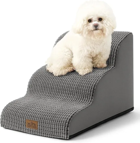 Vista 8 de COZY KISS Escaleras para perros pequeños de 11.8 pulgadas de alto, escalón curvado para cachorros, gatos mayores, rampa mediana para mascotas