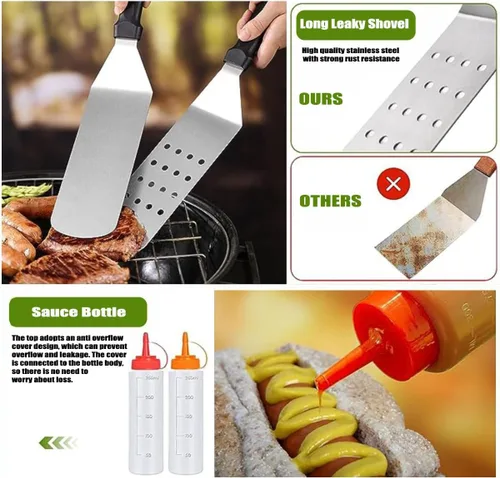 Vista 5 de MURRI&MURRDI Juego de 149 herramientas para parrilla de parrilla, kit de accesorios de parrilla de acero inoxidable para Blackstone y chef