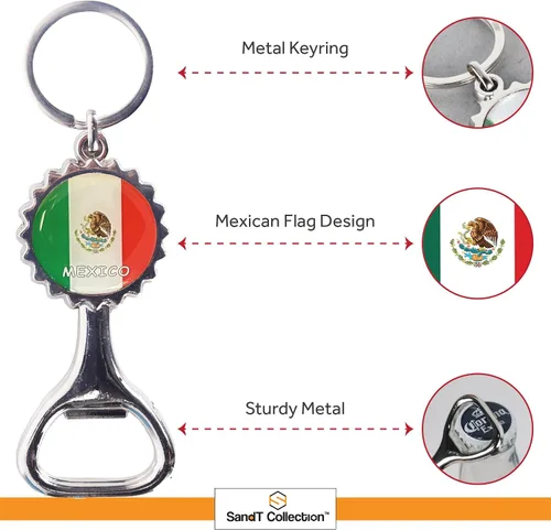 Vista 2 de Llavero abrebotellas de cerveza con recuerdo de la bandera de México