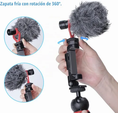 Vista 4 de Soporte de trípode de metal para teléfono con 2 zapatas frías, 3