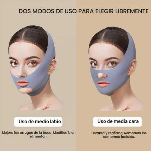 Vista 4 de MASIKA Correa de barbilla para dormir, máscara de línea en V, barbilla de elevación de línea en V, ejercitador de mandíbula, correa facial Gris