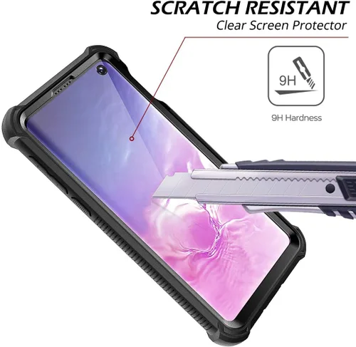 Vista 4 de Dexnor Funda para Galaxy S10E con protector de pantalla integrado, transparente, resistente, de cuerpo completo, a prueba de golpes, parte trasera