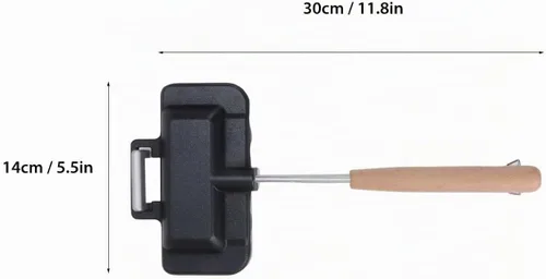 Vista 3 de Sartén para hornear sándwich de doble cara, sartén de doble cara, mango extraíble, sartenes antiadherentes, sartén de aluminio para quesos a