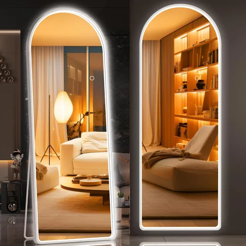 Vista 11 de Hasipu Espejo de Cuerpo Completo de 55" X 18" con Luces, Espejo LED de Arco con Marco Negro de Cuerpo Completo y 3 Temperaturas de Color y Brillo