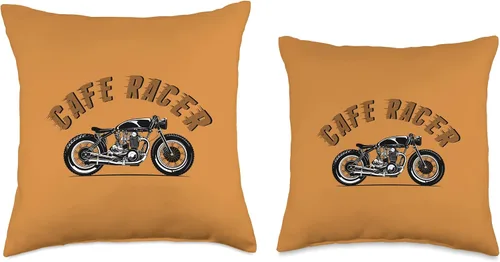 Vista 3 de American Cafe Racer Motorcycle Apparel and Merch Cafe Racer Biker Men Women Adult Teens Boys Girls Kids Youth Throw Pillow, 16x16, Multicolor