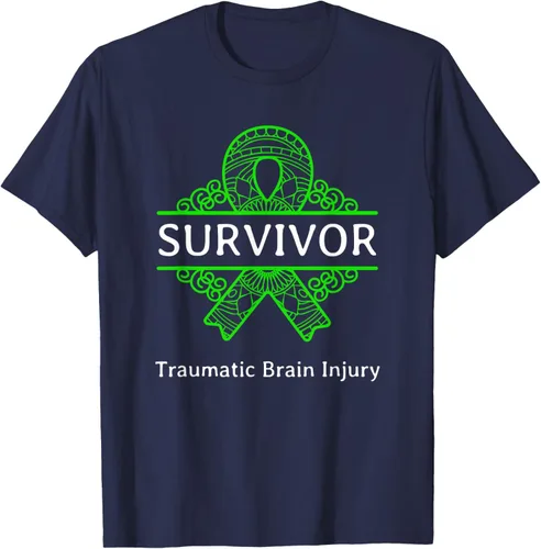 Vista 33 de Camiseta de concientización traumática con cinta verde para supervivientes de lesiones cerebrales, Negro, S