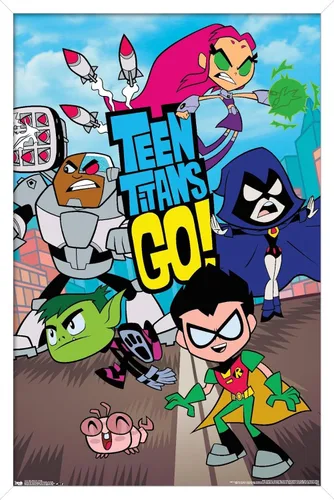 Vista 10 de Trends International DC Comics Teen Titans Go! - Póster de pared grupal, 22.4 pulgadas de largo x 14.7 pulgadas, versión enmarcada en madera