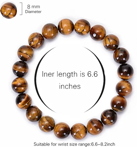 Vista 14 de Tigers Eye Protection Handmade Bracelet Best Present For Men Women Attract Wealth Chakra Feng Shui Stretchy Beaded Bracelets Lucky Friendship